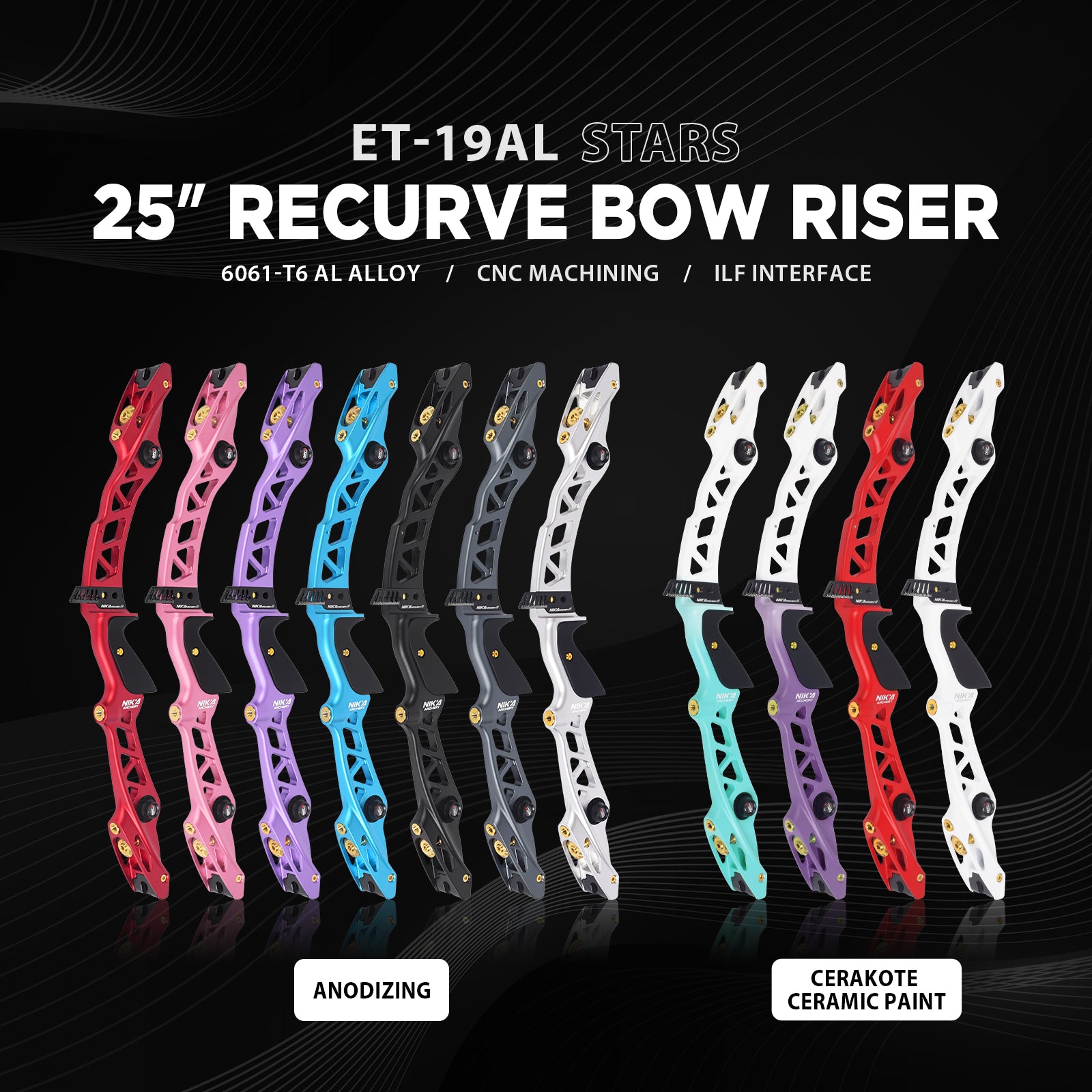 Nika Archery ET-19AL Stars 25inch ILF Recurve Riser for Right Hand