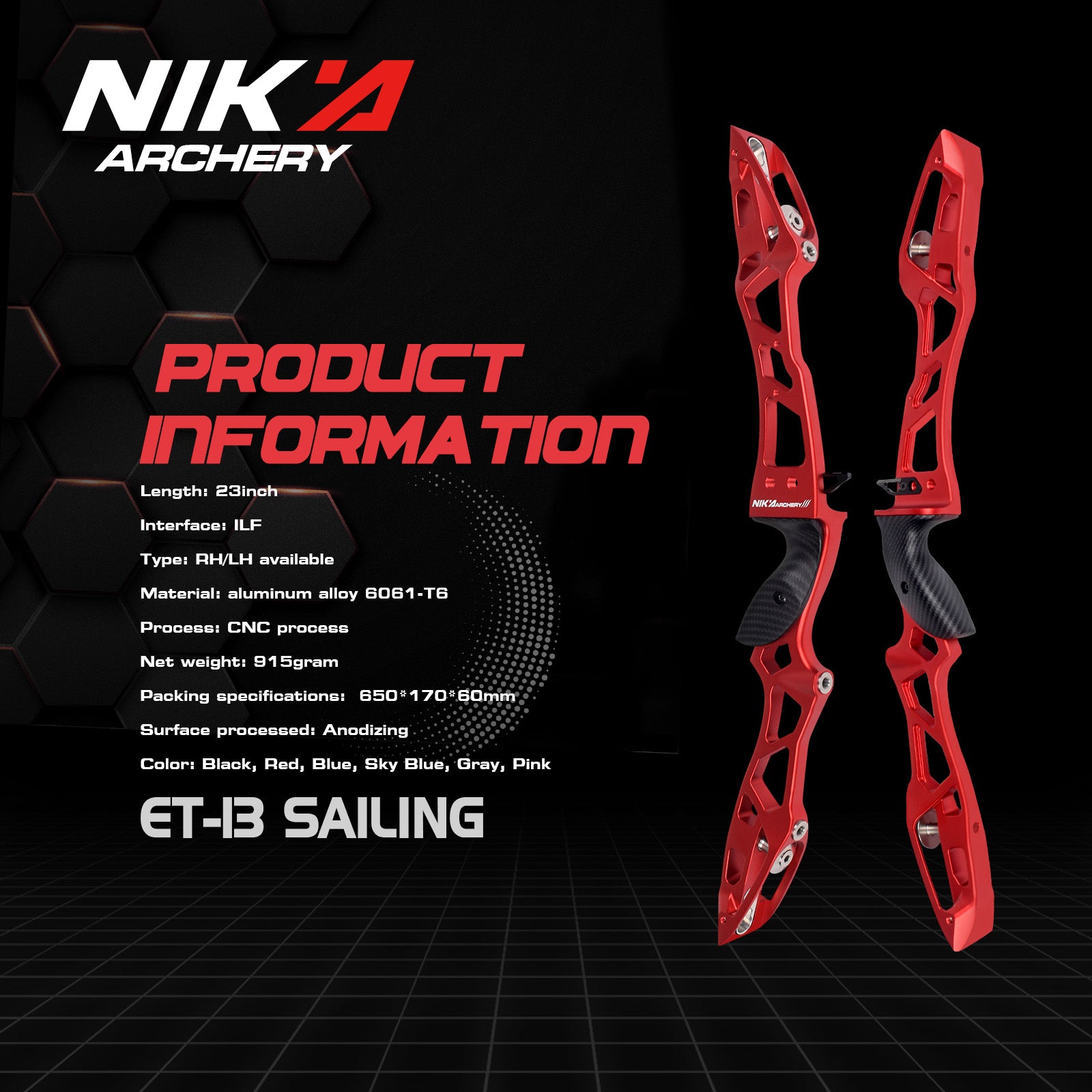 ET-13 Sailing 23inch ILF Recurve Riser for Right Hand