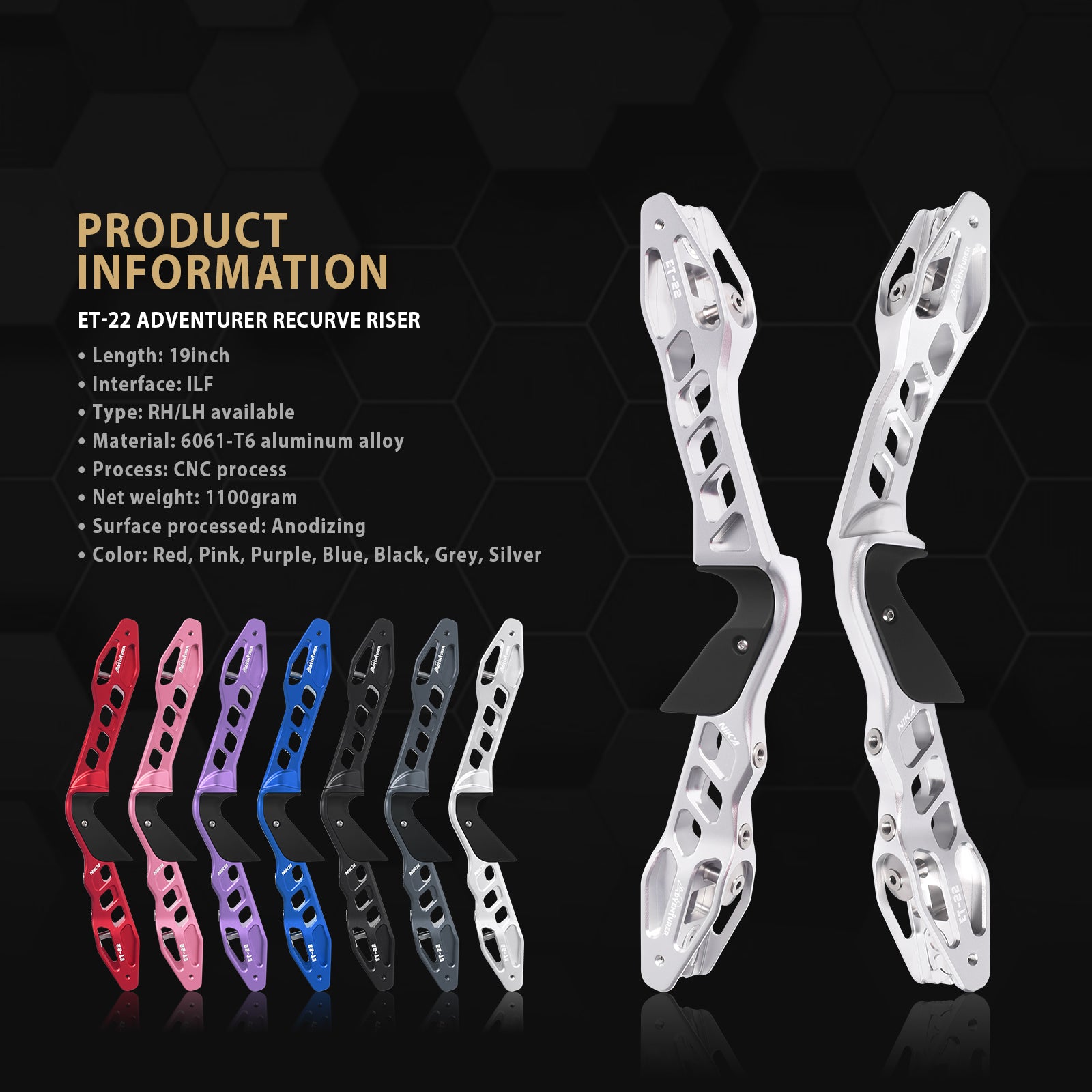 Nika Archery ET-22 Adventurer 19inch ILF Recurve Riser RH