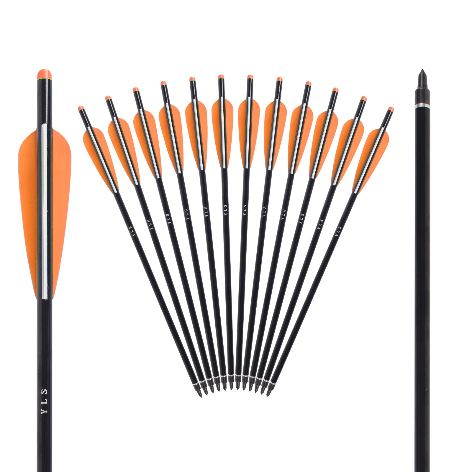 YLS Archery Arrows Aluminium Crossbow Bolts 20 Inch with 4" Vanes Replaced Arrowhead Tip 12pcs
