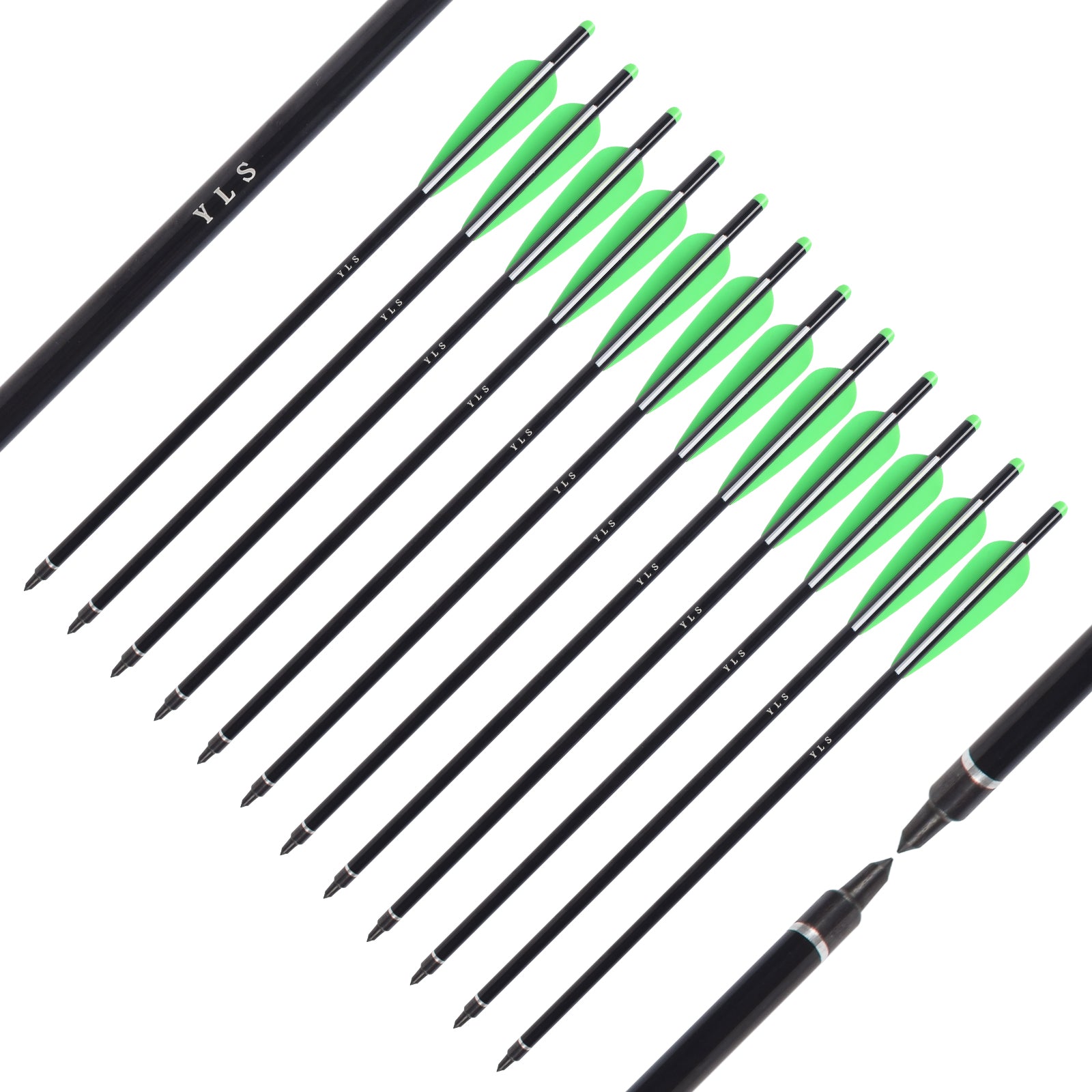 YLS Archery Aluminium Arrows Crossbow Bolts 18 Inch for Outdoor Shooting Hunting 12pcs