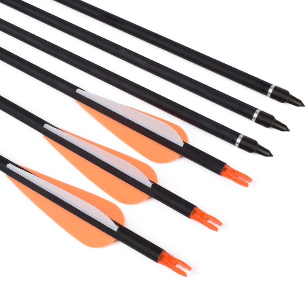 Youth Archery Carbon Arrows for Compound & Recurve & Traditional Bow (Pack of 12)