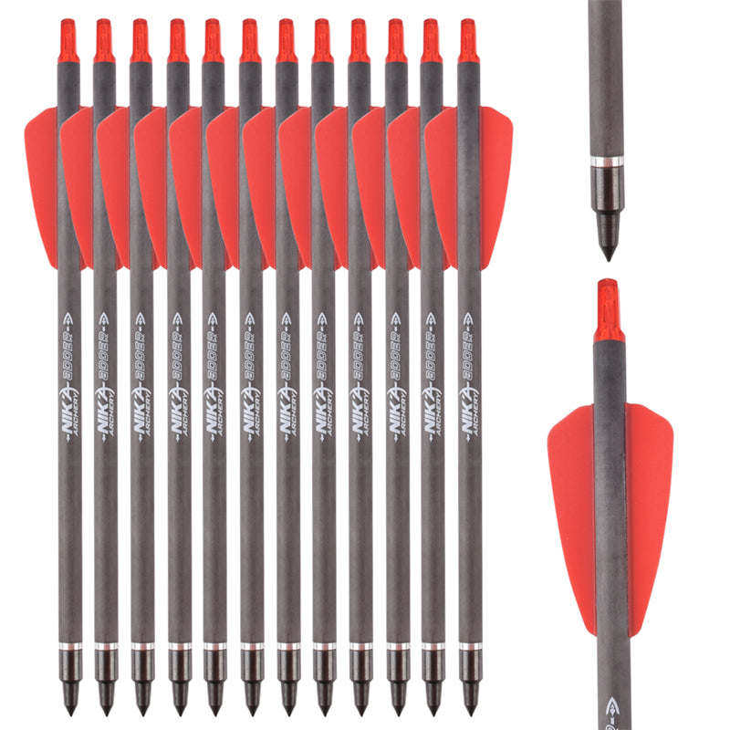 7.5" R9 Crossbow Bolts Carbon Arrows 2" Red Vanes with 100grain Broadhead SP350 for Hunting Shooting Targeting