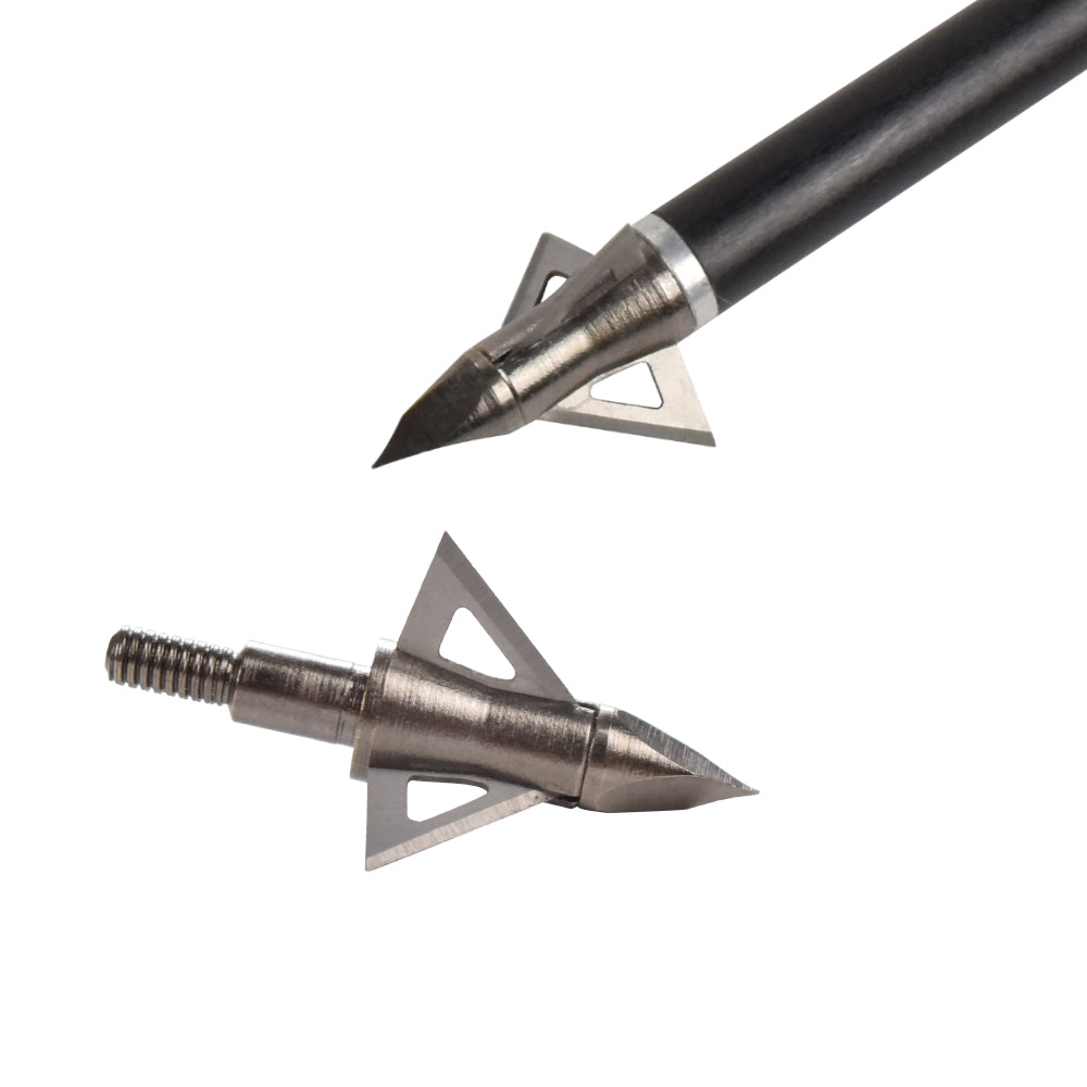 Archery Broadheads 3 Fixed Blade 100 Grain Arrow Head with Case Box