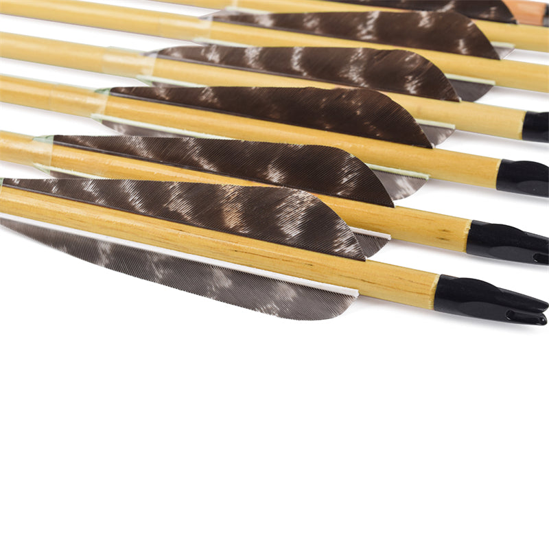 22-34 inch Wooden Arrow With Feather Archery Traditional Bow Shooting