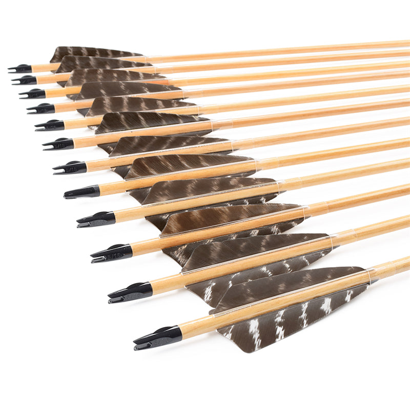 OD9mm 22-36 inch Wooden Arrow With Feather Archery Traditional Bow Shooting