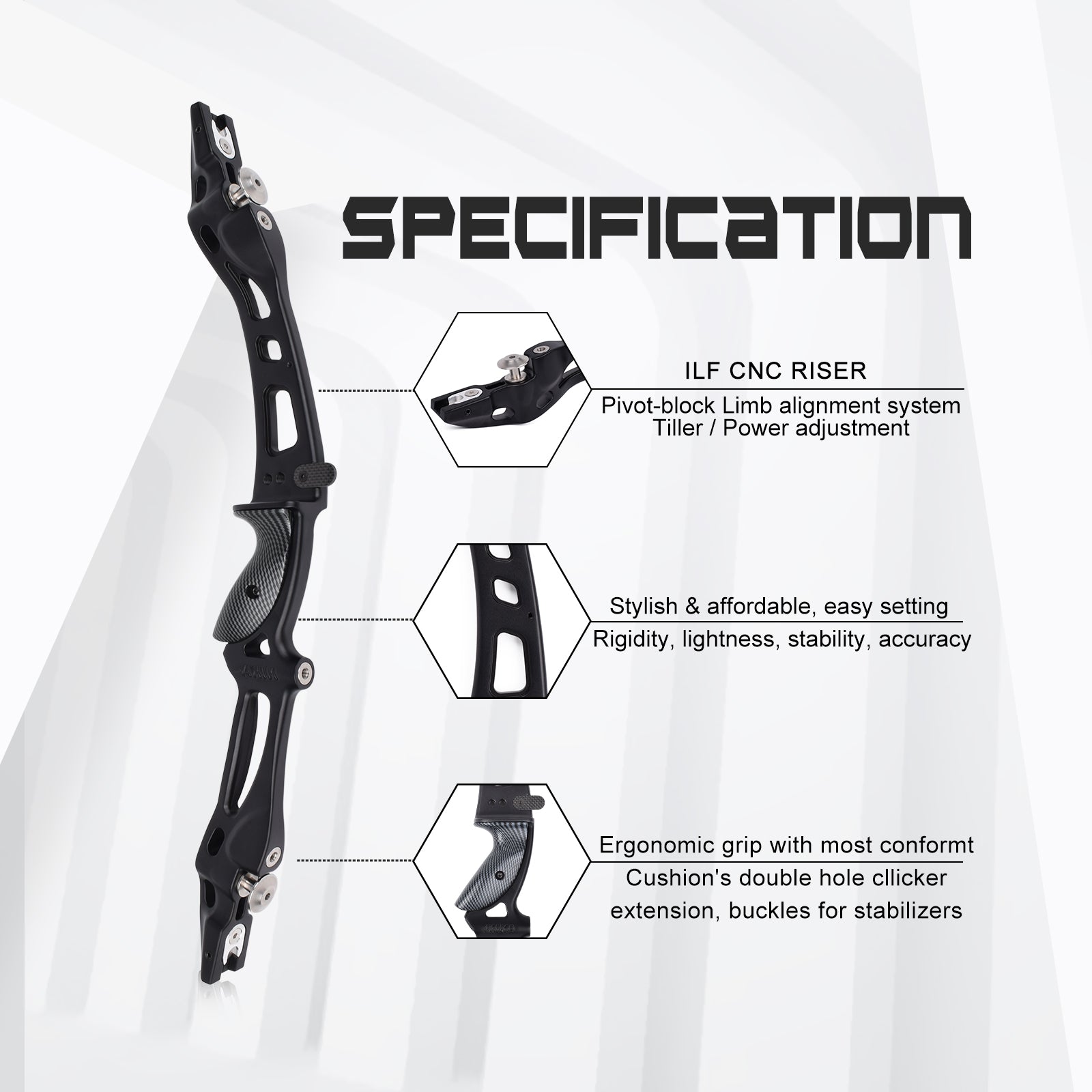 ET-8 WARPATH 25" ILF Aluminum Archery Riser RH/LH