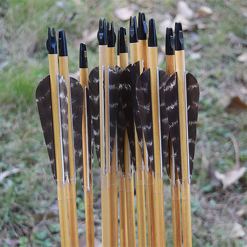 22-34 inch Wooden Arrow With Feather Archery Traditional Bow Shooting