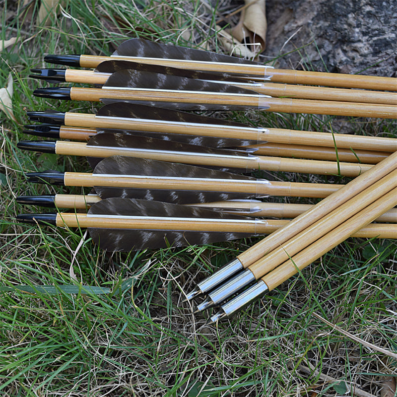 22-34 inch Wooden Arrow With Feather Archery Traditional Bow Shooting