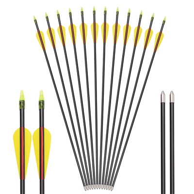 22-30inch Fiberglass Arrow Archery Recurve Bow 12pcs