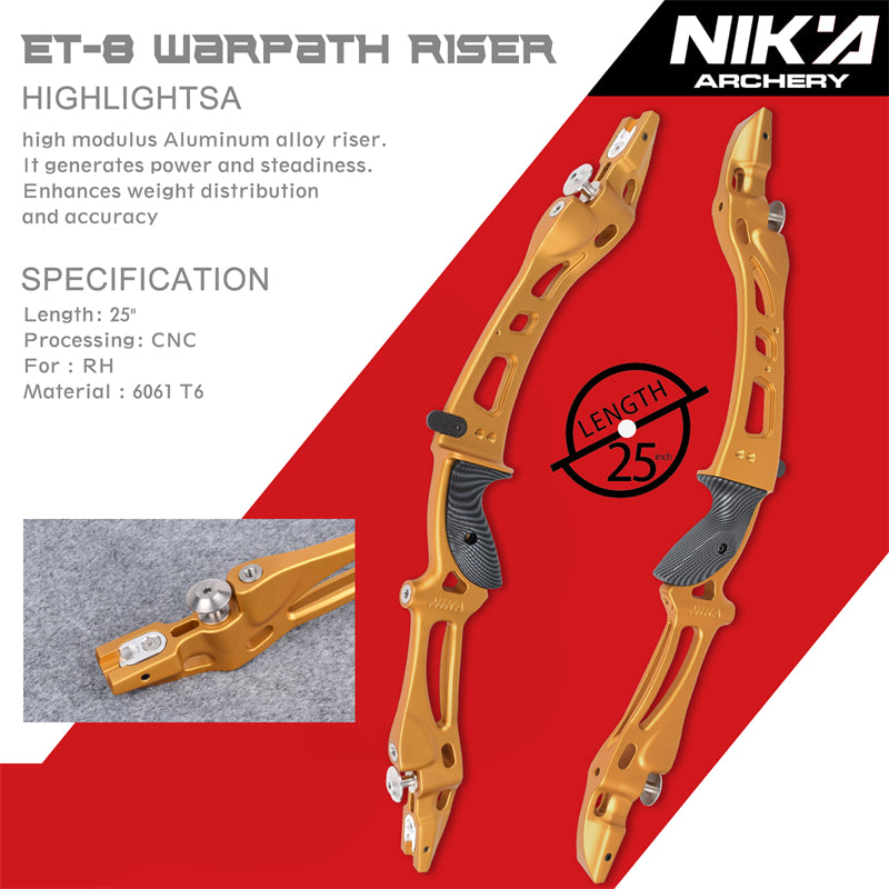 ET-8 68" Recurve Bow with 32-50LBS C1 Carbon Limb For Outdoor Sport Shooting Right Hand