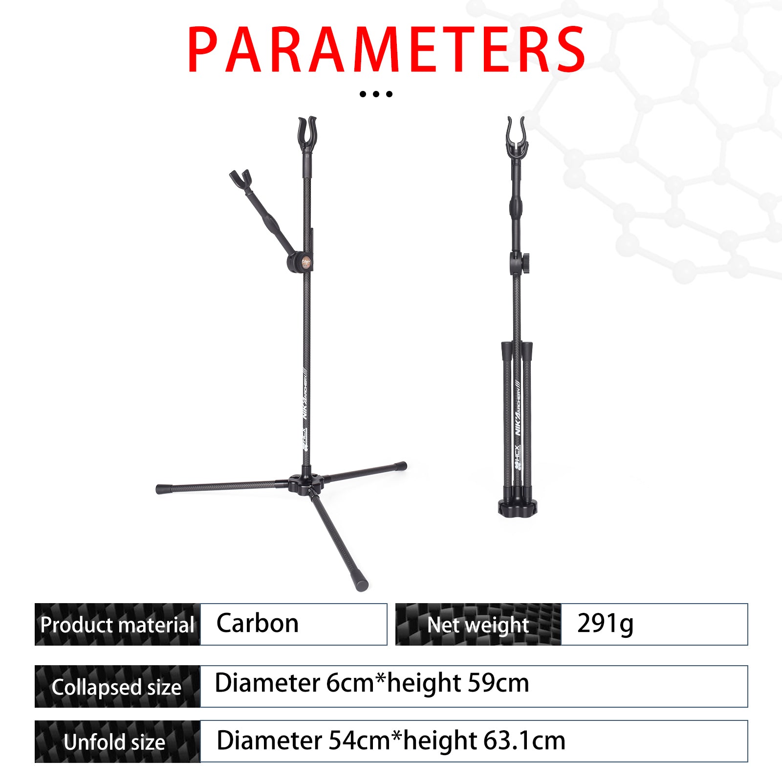 Professioneller ST07 Recurve-Bogenständer aus reinem Carbon-Fiberglas, 3K, faltbar, verstellbar und leichter