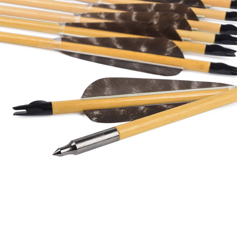 22-34 inch Wooden Arrow With Feather Archery Traditional Bow Shooting