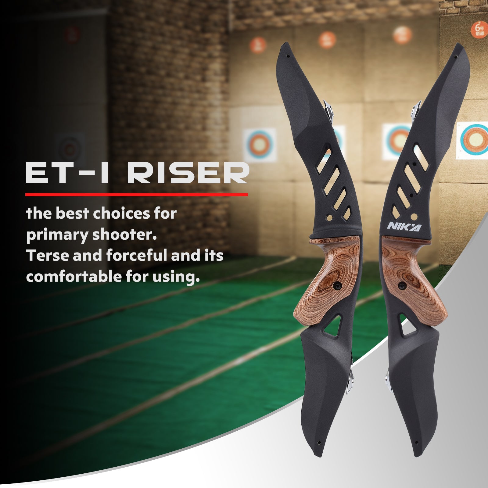 ET-1 60" Recurvebogen 17"ILF Riser mit Raptor 20-55lbs Wurfarm für die linke Hand