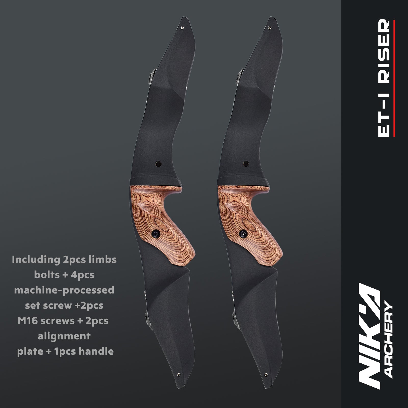 60" Bogenschießen Recurvebogen ET-1 ILF Riser mit N3 Kohlefaser-Gliedmaßen Recurvebogen-Gliedmaßen 16-50 lbs für die rechte Hand