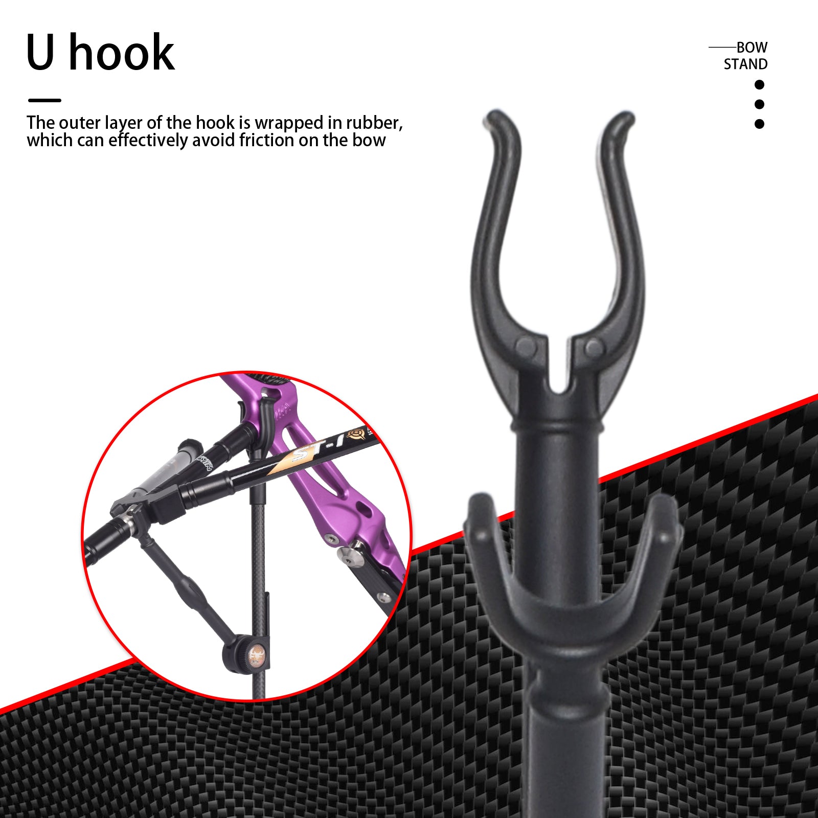 Professioneller ST07 Recurve-Bogenständer aus reinem Carbon-Fiberglas, 3K, faltbar, verstellbar und leichter