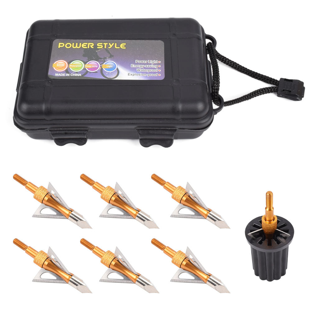 6X Broadheads Archery Hunting Arrowhead 100Gr 3 Blades with Case US