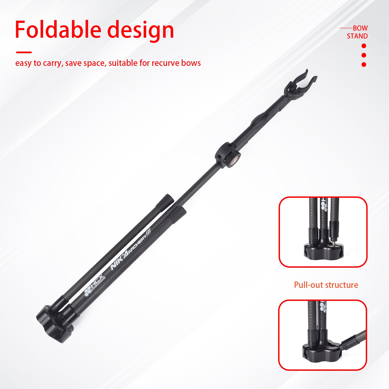 Professioneller ST07 Recurve-Bogenständer aus reinem Carbon-Fiberglas, 3K, faltbar, verstellbar und leichter