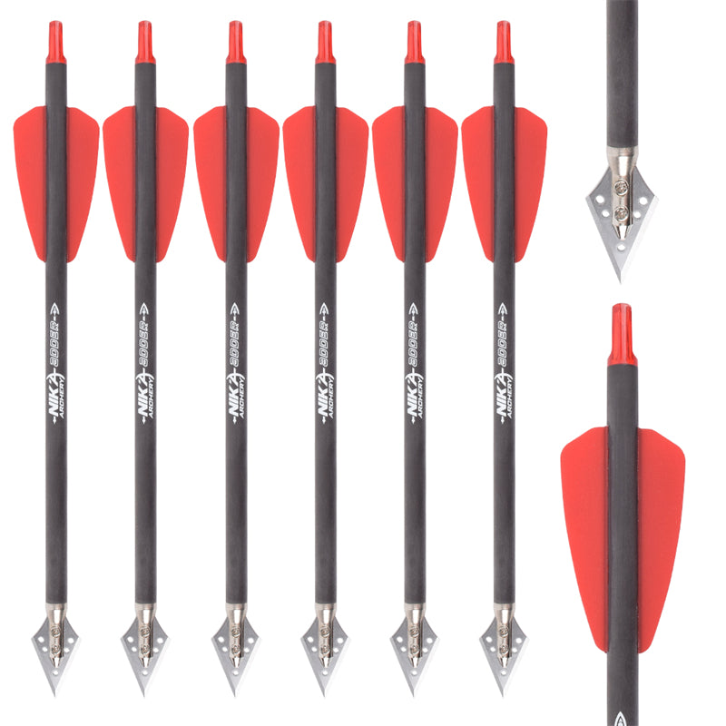 3/6pc 7.5" Carbon Crossbow Bolts with Broadheads for Cobra R9 Bow