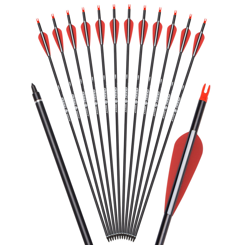 12pcs 28inch Carbon Arrow Archery Target Hunting with 6 Extra Nocks US