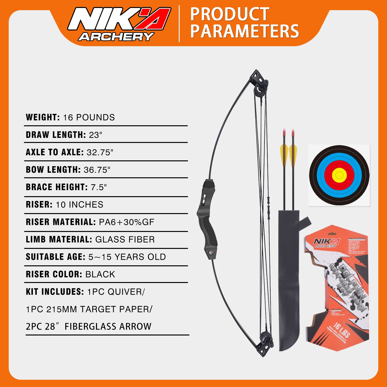 16LBS Compound Bow and Arrow Set Outdoor for Youth Children Junior Archery Beginner