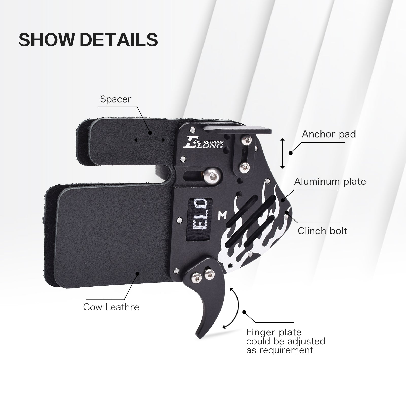 NEW Leather Aluminum Archery Recurve Bow Finger Tab for Right Hand