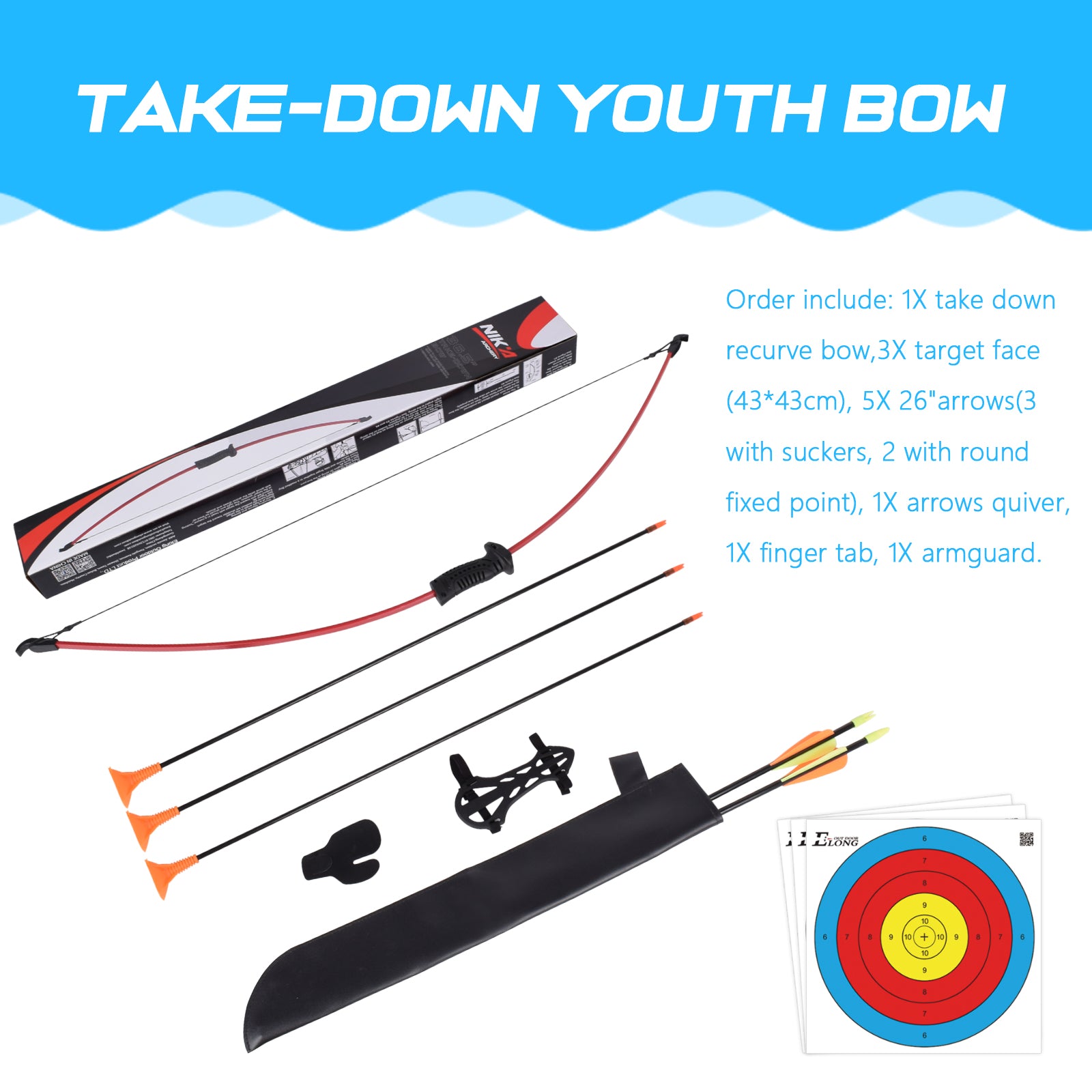 Archery Recurve Bow and Arrow Set with Sucker Arrow for Youth Children Junior Beginner