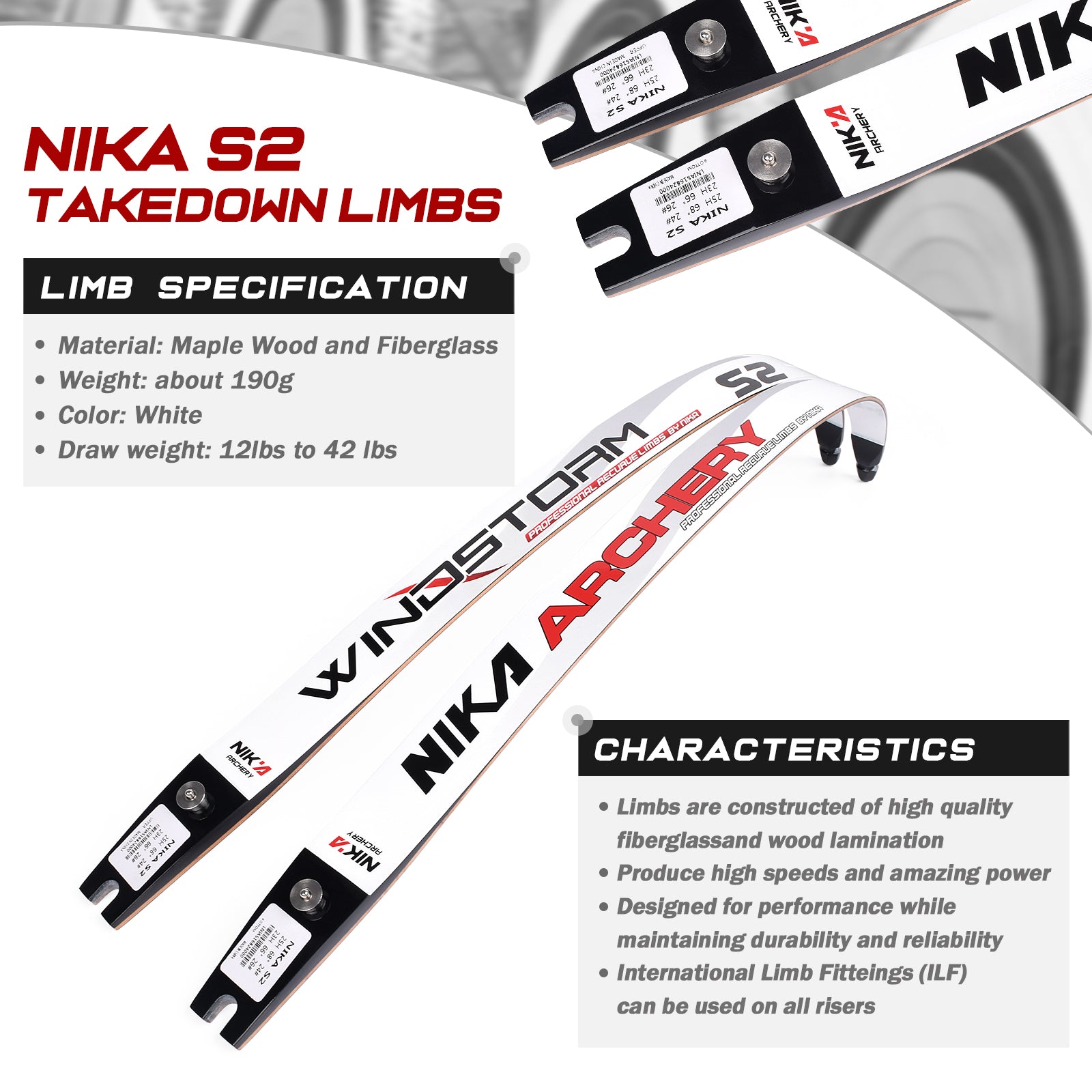 ET-3 ILF Riser with S2 Laminated Limbs Recurve Bow Target Shootig for Right Hand