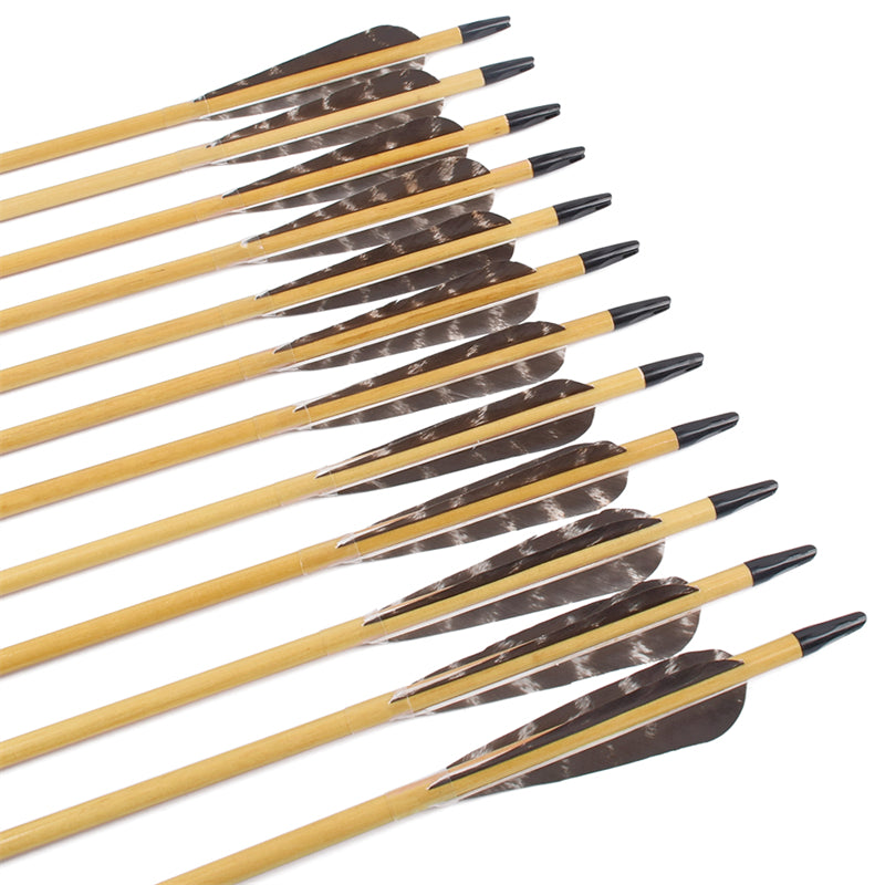 22-34 inch Wooden Arrow With Feather Archery Traditional Bow Shooting