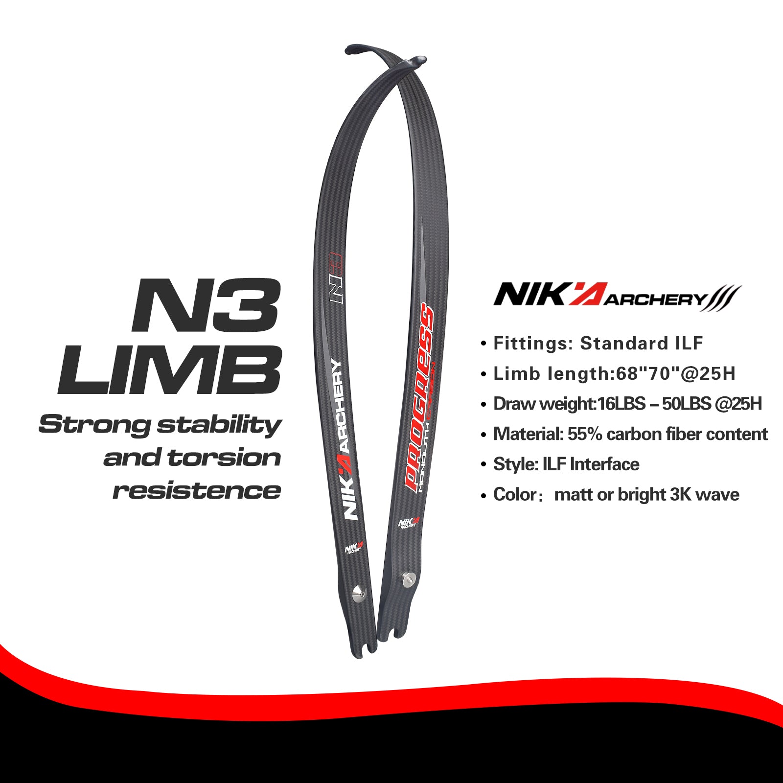 70'' @25H N3 Progress Series Carbon Fiber Limb