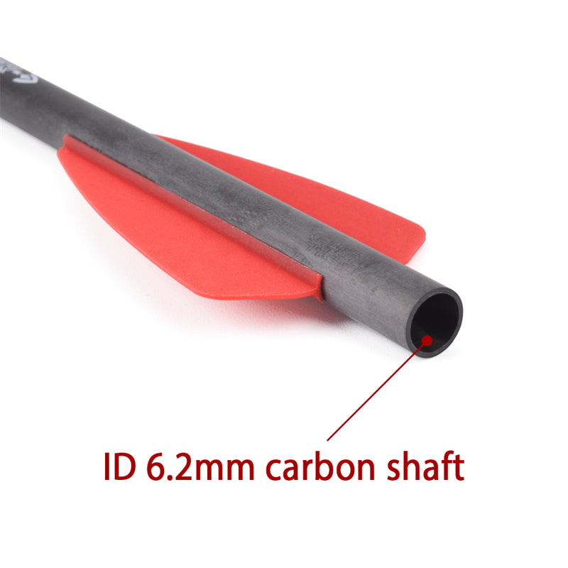 7.5" R9 Crossbow Bolts Carbon Arrows 2" Red Vanes with 100grain Broadhead SP350 for Hunting Shooting Targeting