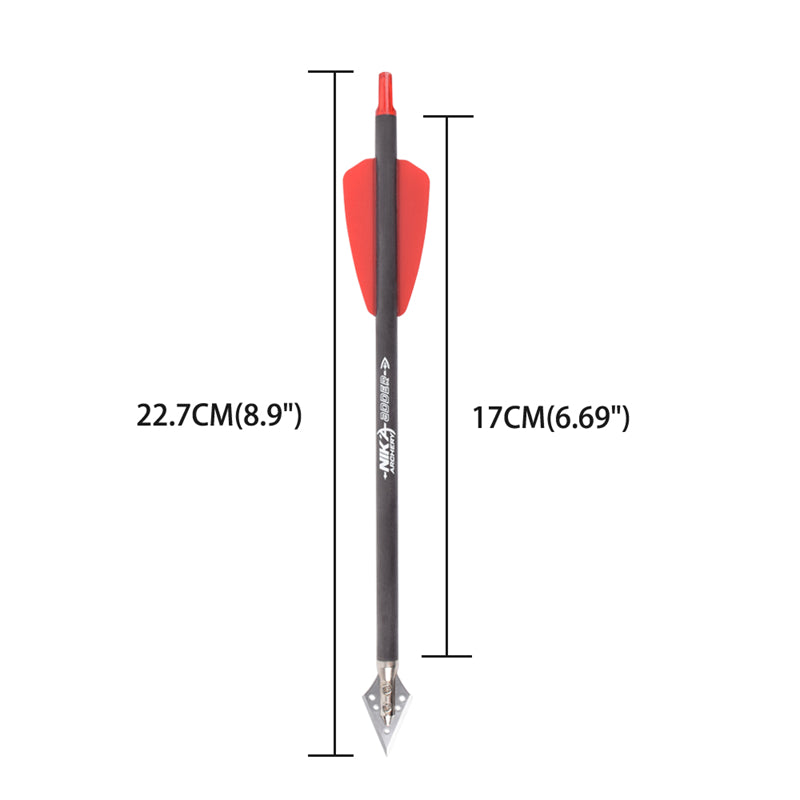 3/6pc 7.5" Carbon Crossbow Bolts with Broadheads for Cobra R9 Bow
