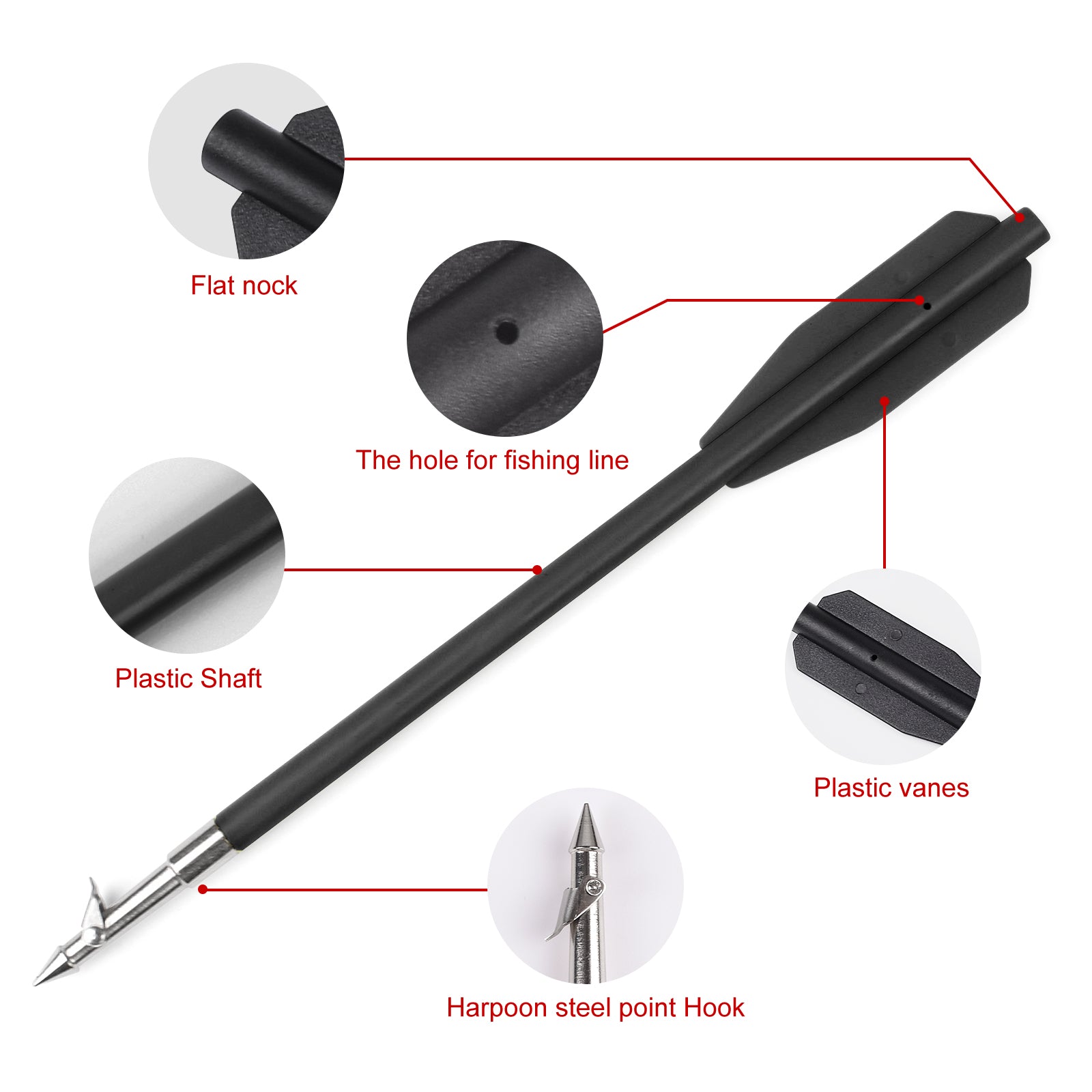 6.8" Plastic Bow Fishing Hunting Bolts Arrows for Pistol Crossbow