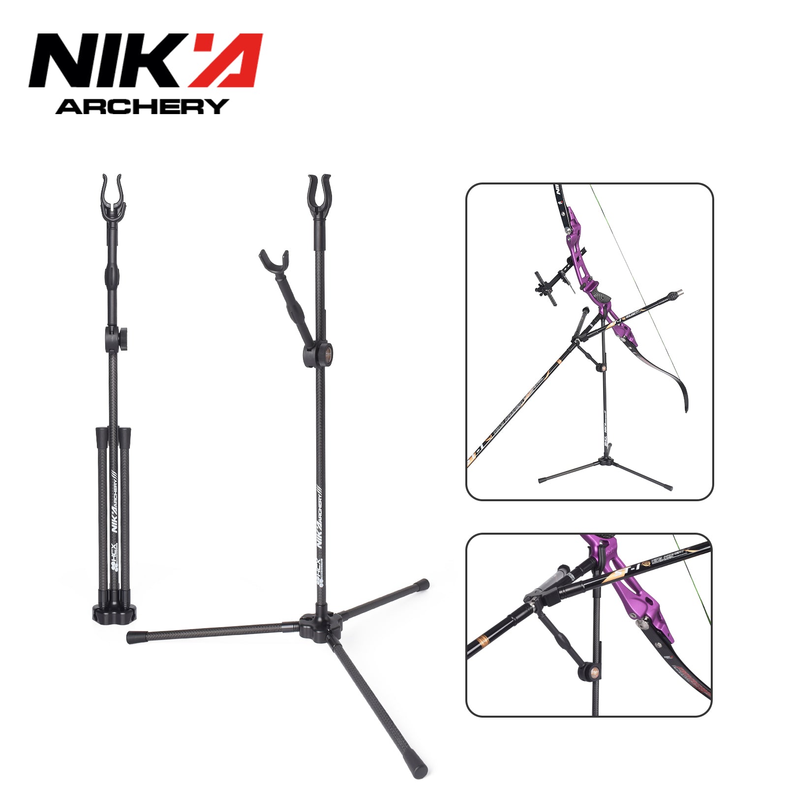 Professioneller ST07 Recurve-Bogenständer aus reinem Carbon-Fiberglas, 3K, faltbar, verstellbar und leichter
