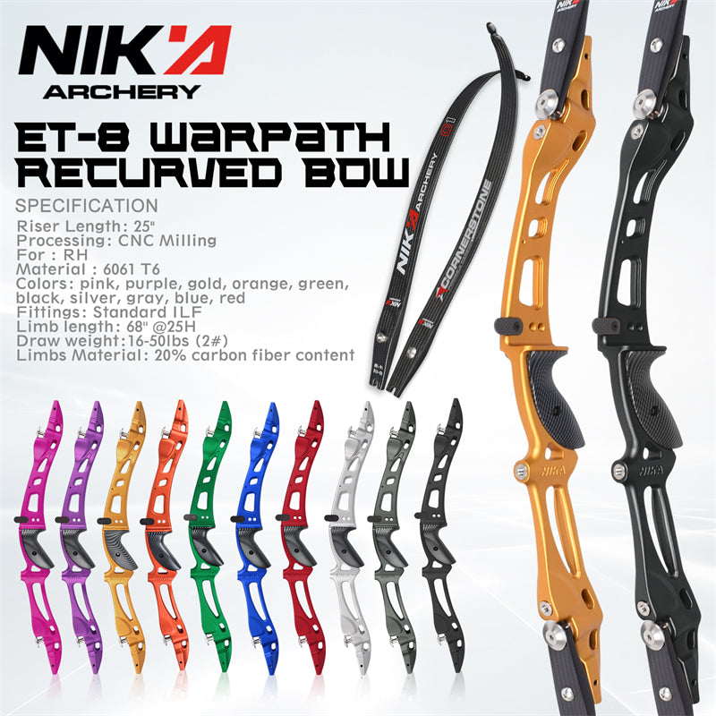 ET-8 68" Recurvebogen mit 32-50LBS C1 Carbon Wurfarm für Outdoor-Sportschießen, rechte Hand