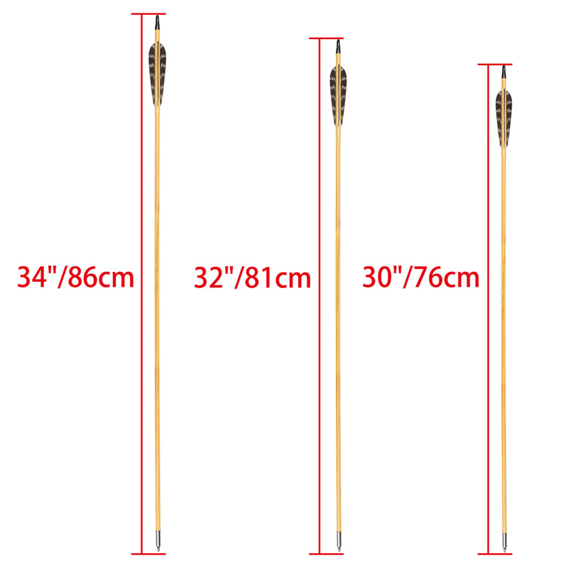 22-34 inch Wooden Arrow With Feather Archery Traditional Bow Shooting