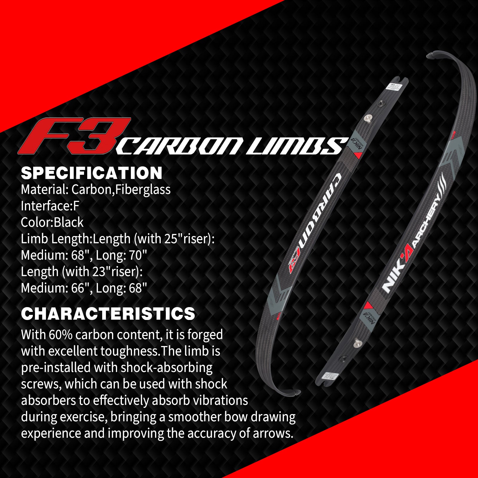 F3 Carbon F Interface Recurve Limbs