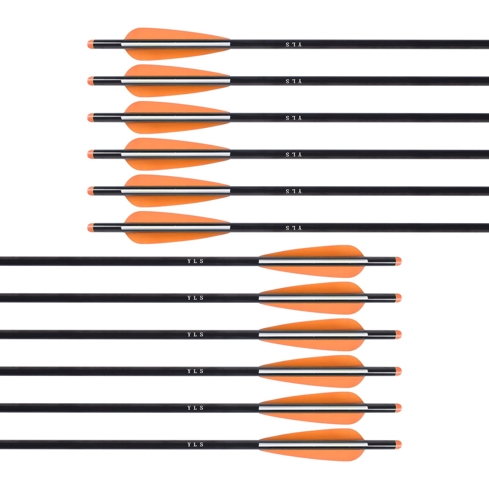 YLS Archery Arrows Aluminium Crossbow Bolts 20 Inch with 4" Vanes Replaced Arrowhead Tip 12pcs