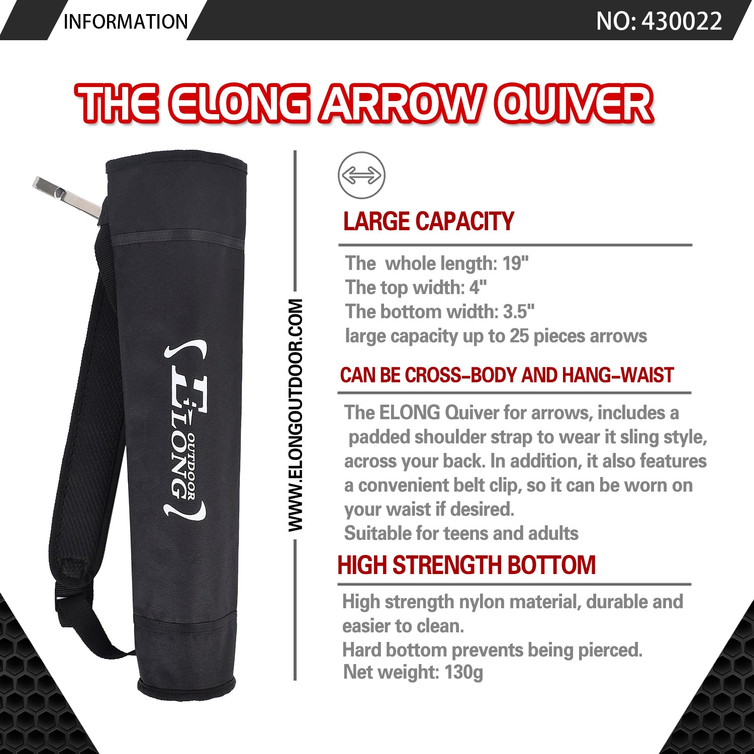 Archery Back Hip Arrow Quiver Arrows Holder Bag