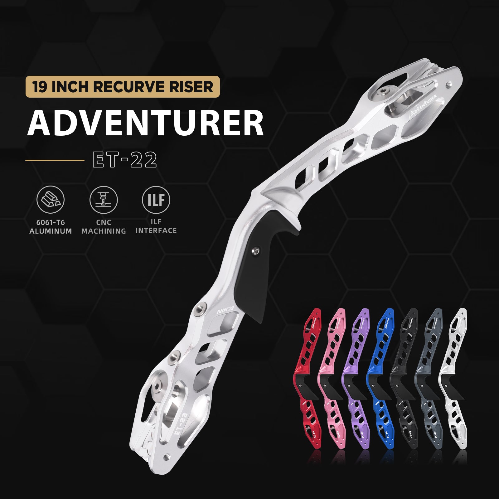 Nika Archery ET-22 Adventurer 19inch ILF Recurve Riser RH