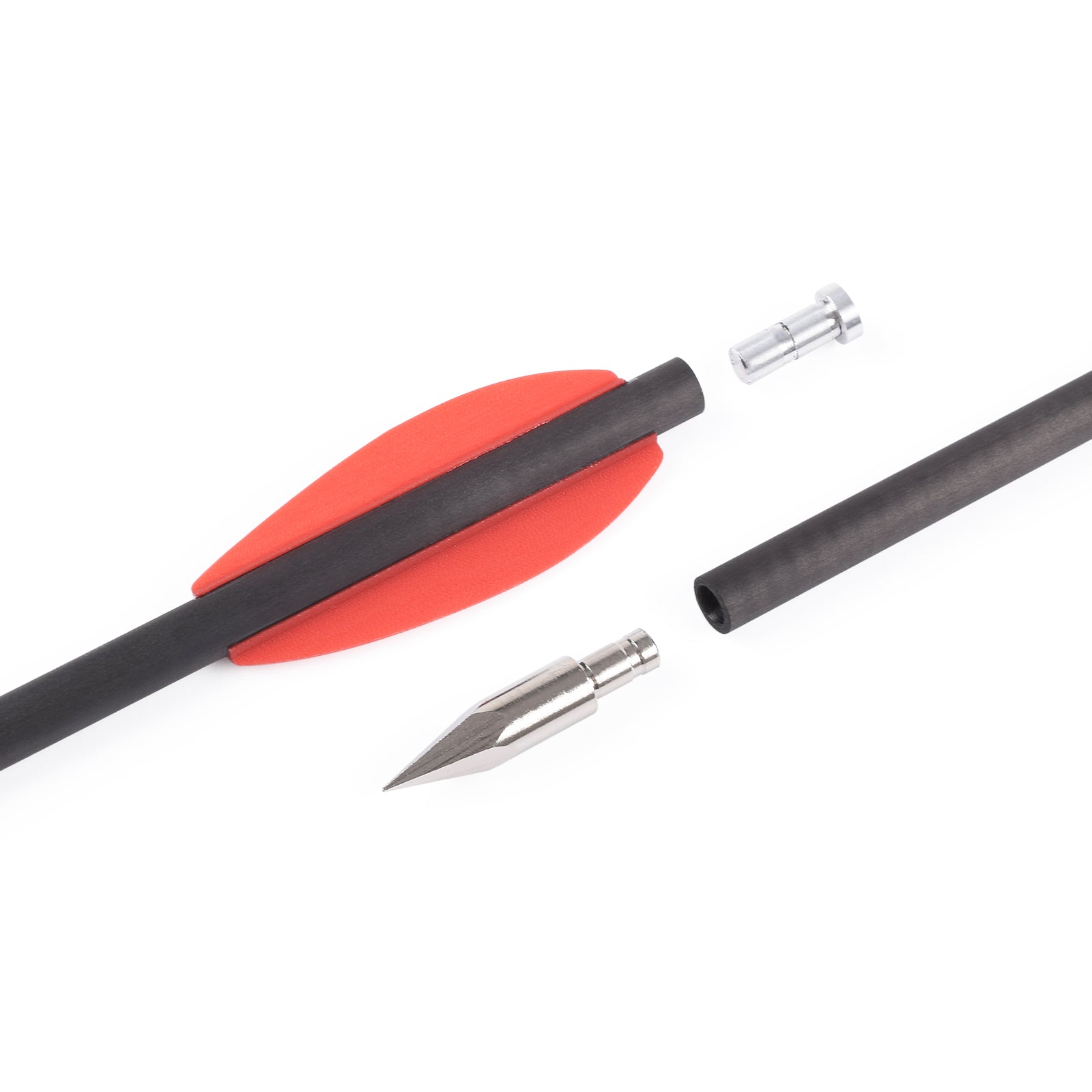 16cm Pistol Carbon Crossbow Bolts with 2pcs Red Vane