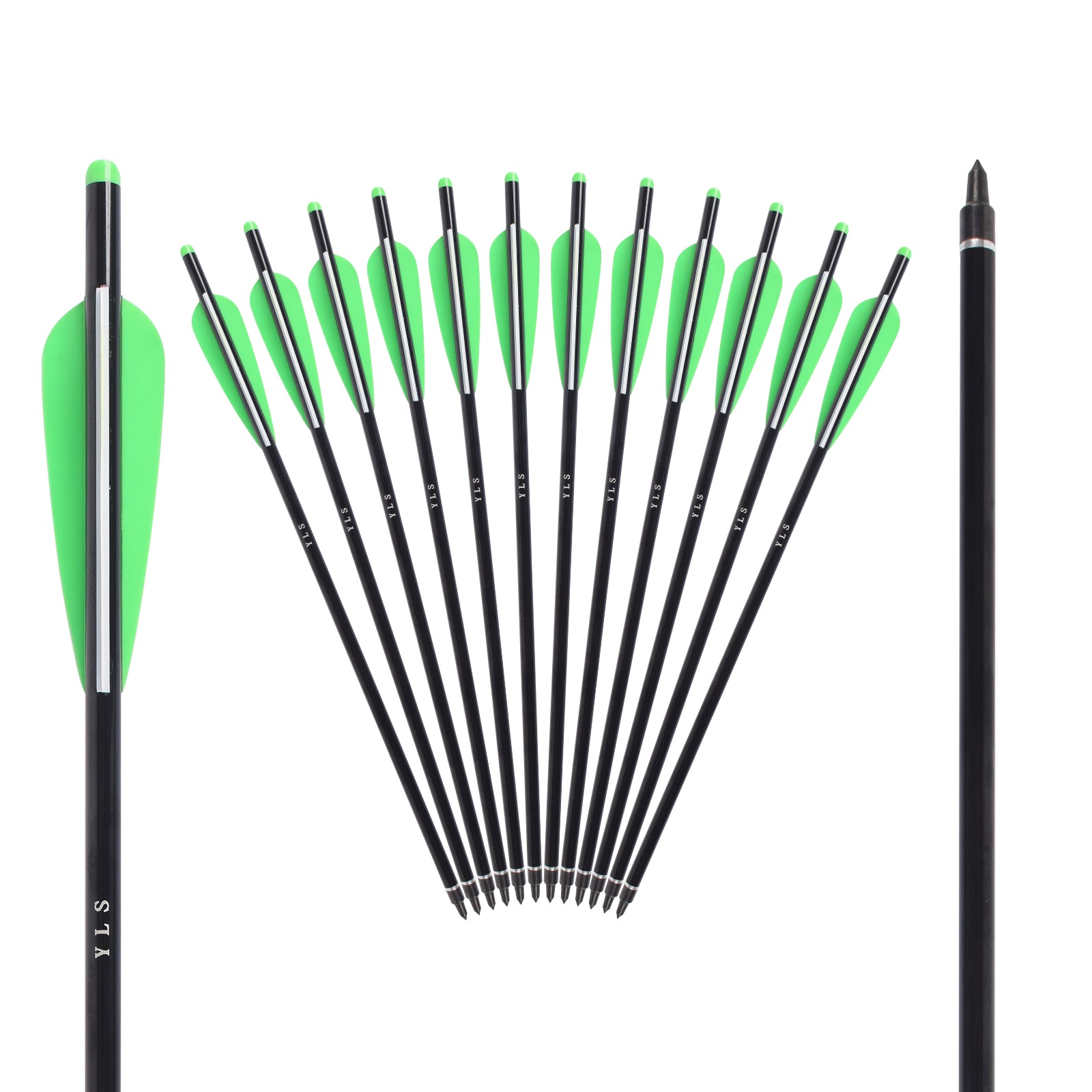 YLS Archery Aluminium Arrows Crossbow Bolts 18 Inch for Outdoor Shooting Hunting 12pcs