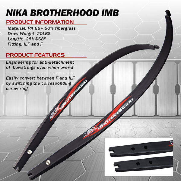25H@68inches Bortherhood ILF Recurve Limb For CS Archery Tag Game Outdoor Sports