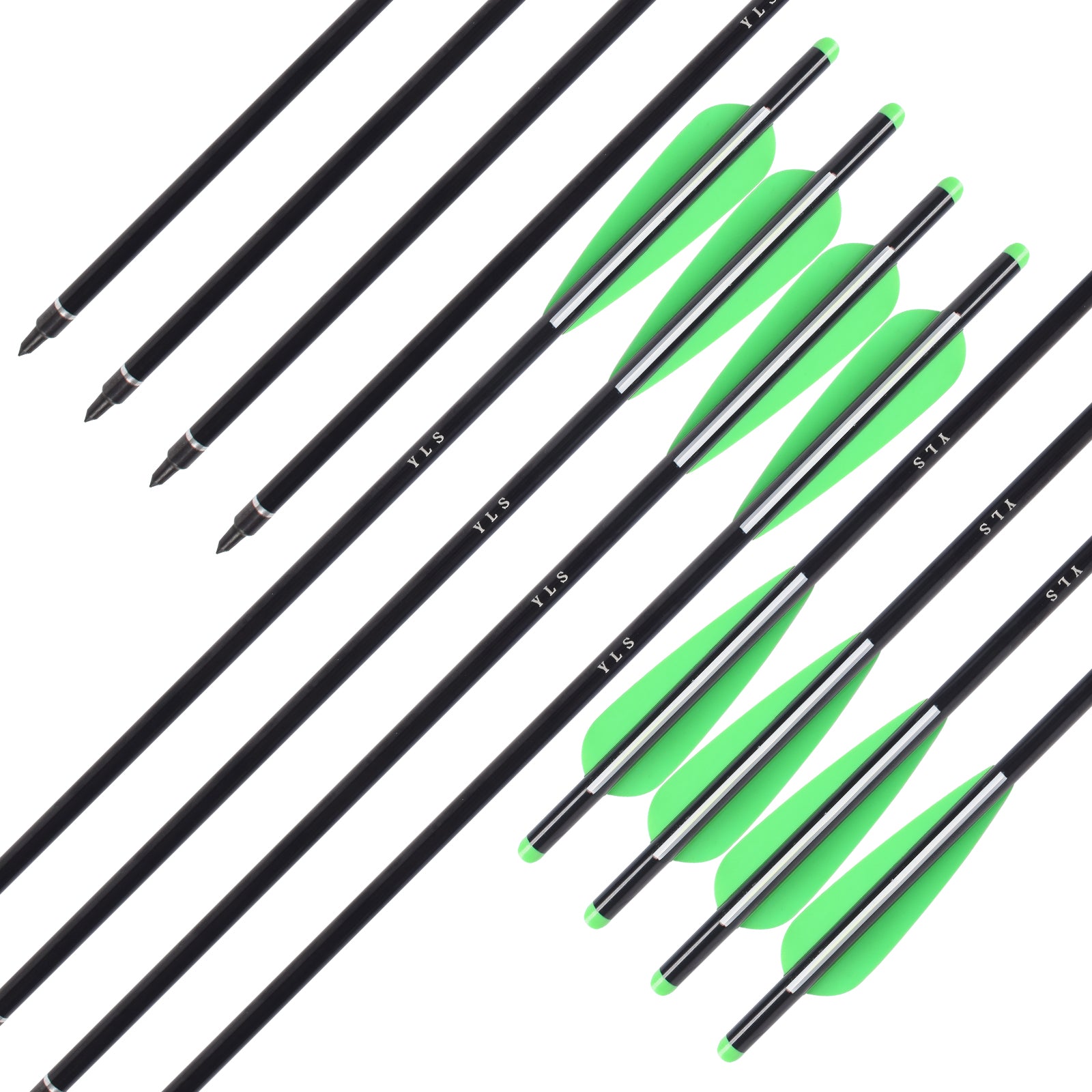 YLS Archery Aluminium Arrows Crossbow Bolts 18 Inch for Outdoor Shooting Hunting 12pcs