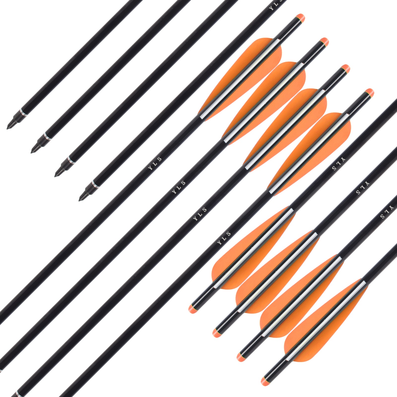 YLS Archery Arrows Aluminium Crossbow Bolts 20 Inch with 4" Vanes Replaced Arrowhead Tip 12pcs