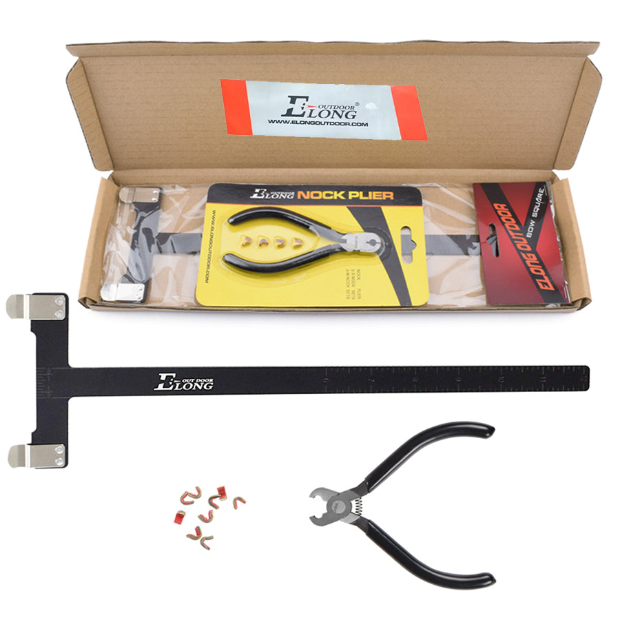 ELONG OUTDOOR Archery Bowstring Nocking Points, Pliers, T Shape Ruler Bow Square Tools Set
