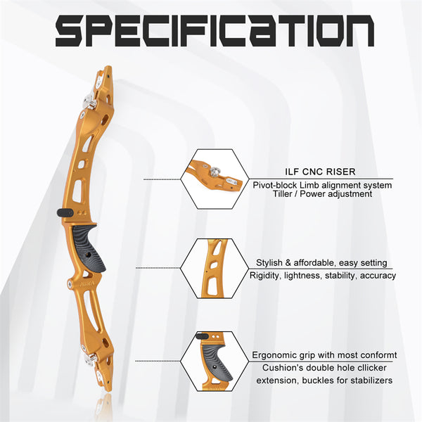 ET-8 68" Recurve Bow with 32-50LBS C1 Carbon Limb For Outdoor Sport Shooting Right Hand