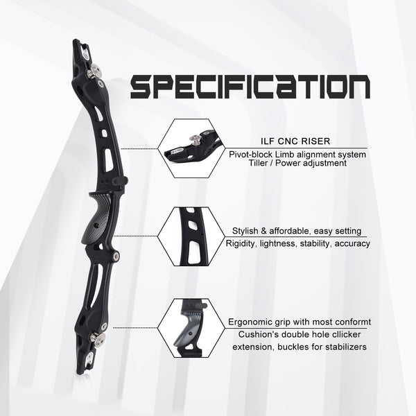 ET-8 Warpath Riser 25"ILF 6061 Aluminum Archery Riser For Recurve Bow Target Shooting For Left Hand