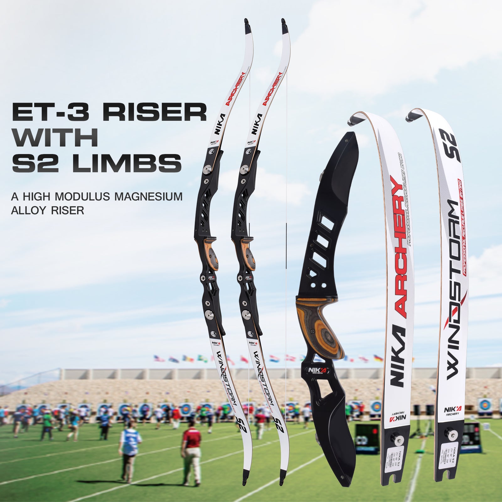 ET-3 ILF Riser with S2 Laminated Limbs Recurve Bow Target Shootig for