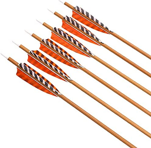 12pcs 30" Archery Carbon Arrows Wood Camo Shaft Turkey Feather Arrow Spine 400 US